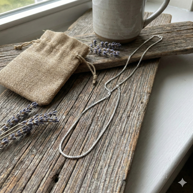 Łańcuszek srebrny KOSTKA WENECKA – ozdobny splot, próba 925