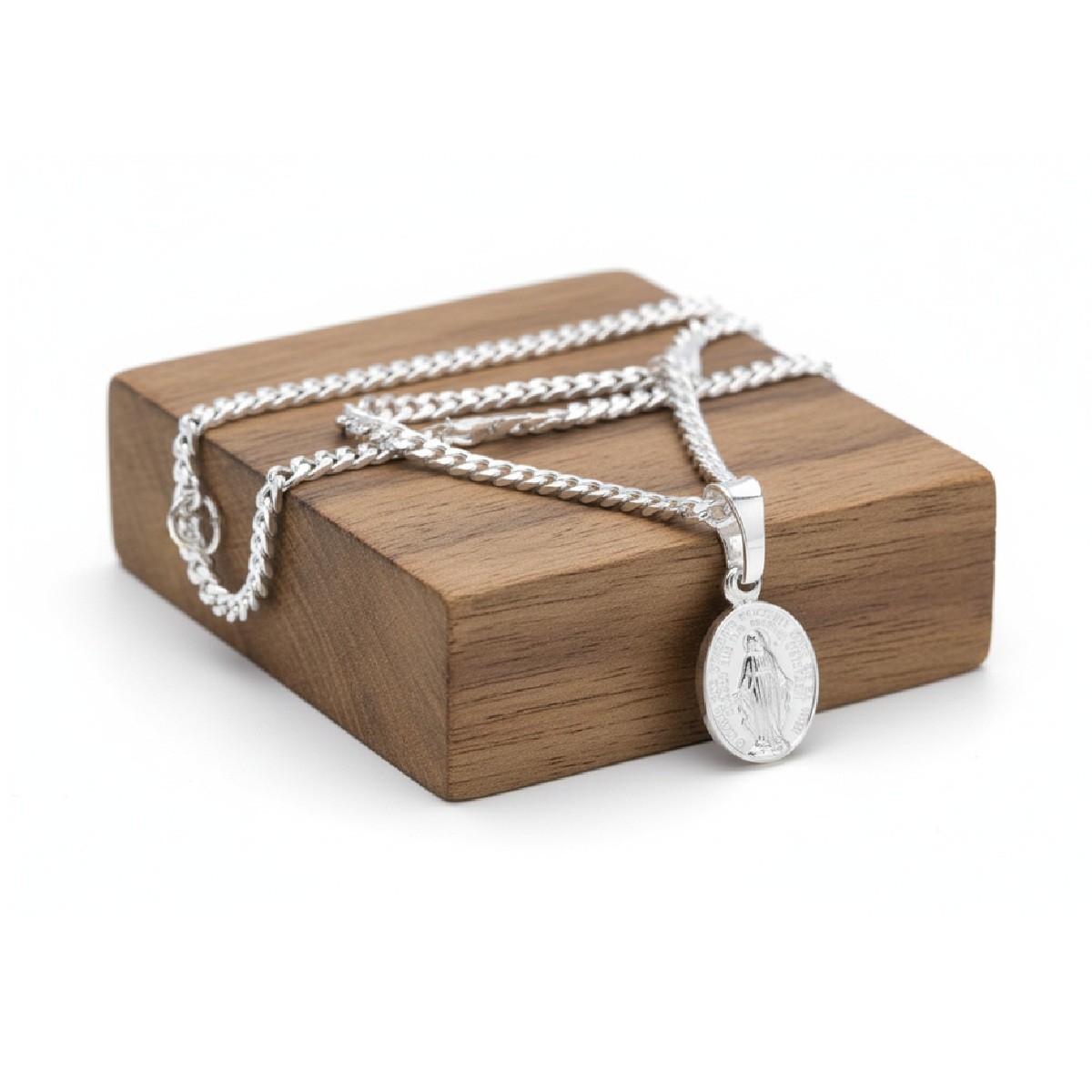 Cudowny Medalik srebrny z łańcuszkiem – Matka Boska Niepokalana pr. 925