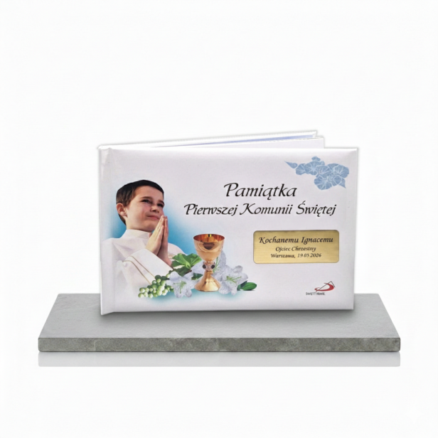 Pamiątka Pierwszej Komunii Świętej dla chłopca z grawerem