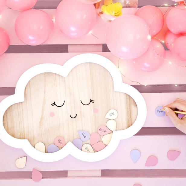 Drewniana księga gości - Chmurka - 30,5x43cm