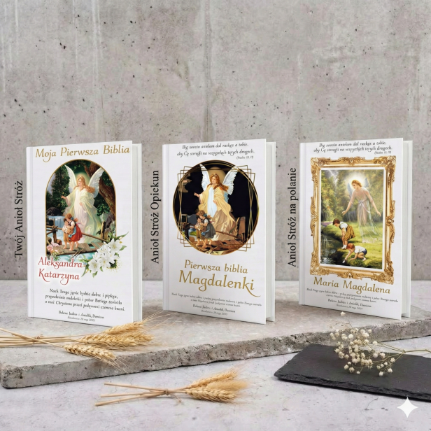Wybór projektów nadruku -Moja Pierwsza Biblia ANIOŁ STRÓŻ - Pamiątka prezent dla dziecka