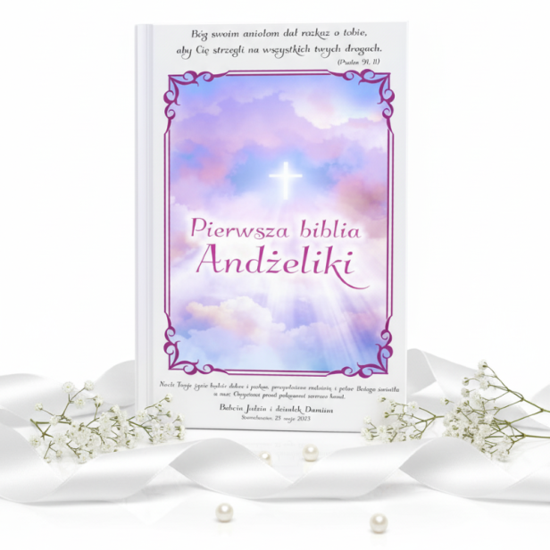 Moja Pierwsza Biblia z nadrukiem UV – Pamiątka Chrztu | Prezent religijny dla dziecka