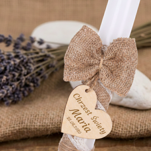 Chrzest Święty - EKO świeca ♻ – jutowa koronka | Linia EKO Light® – Pamiątka Gromnica