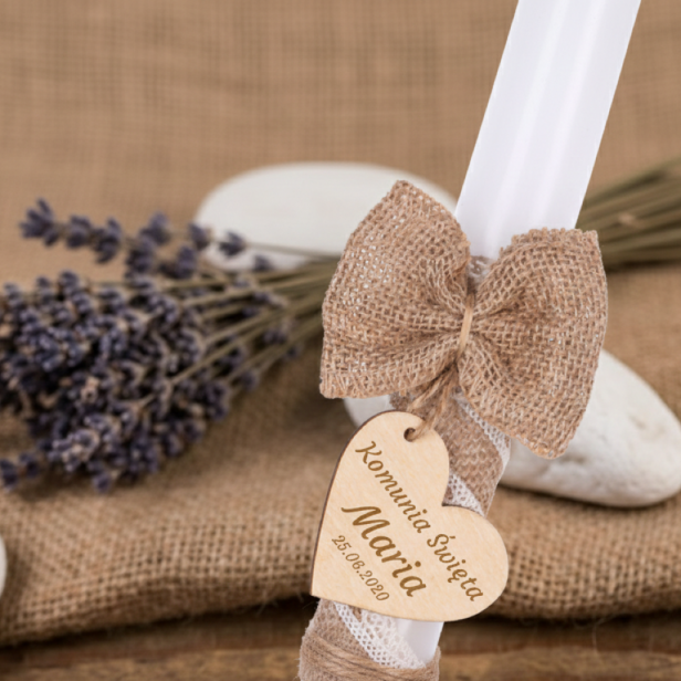 Komunia Święta - EKO świeca ♻ – jutowa koronka | Linia EKO Light® – Pamiątka Gromnica