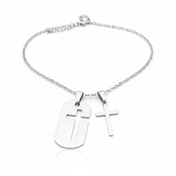 Naszyjnik Krzyż – stal nierdzewna Stainless Steel – symbol wiary i siły
