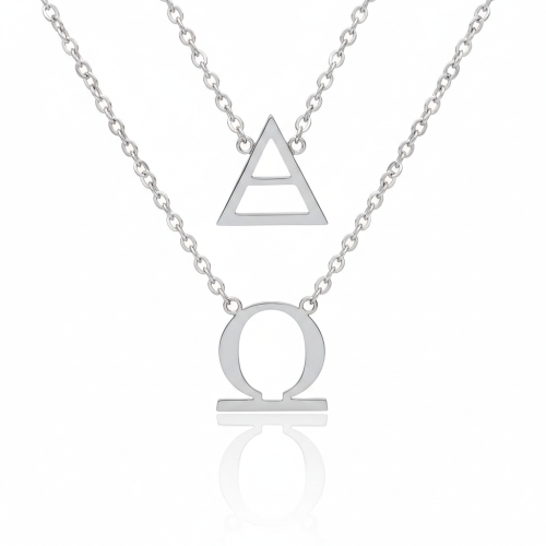 Naszyjnik Alfa i Omega – symbol Chrystusa – Stainless Steel