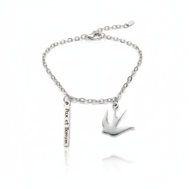 Naszyjnik Jaskółka „Pax et Bonum” – pokój i dobro | Stainless Steel