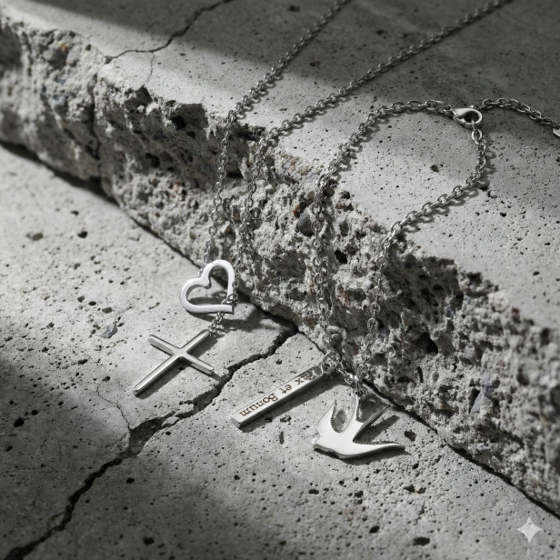 Naszyjnik Jaskółka „Pax et Bonum” – pokój i dobro | Stainless Steel