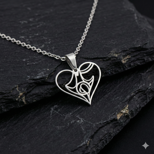 Naszyjnik Święta Rodzina w Sercu – miłość, jedność i wiara | Stainless Steel