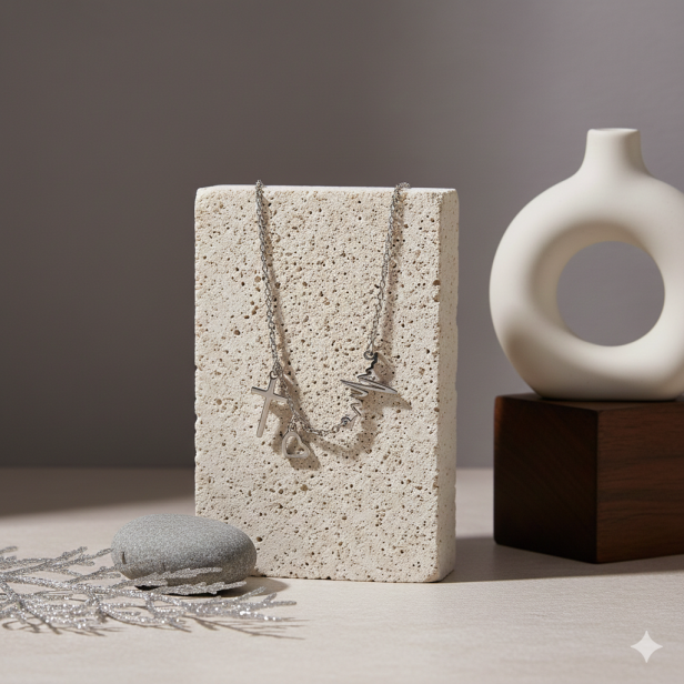 Naszyjnik Wiara • Nadzieja • Miłość – ponadczasowe wartości | Stainless Steel