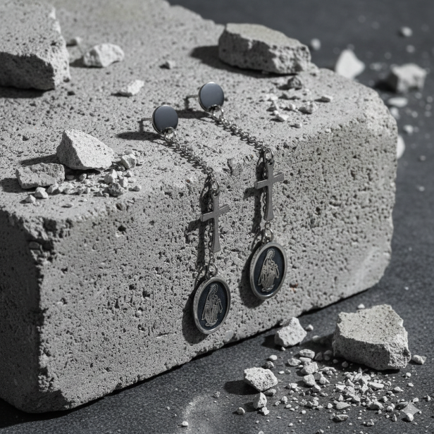 Kolczyki Matka Boża Niepokalana – subtelny symbol wiary | Stainless Steel