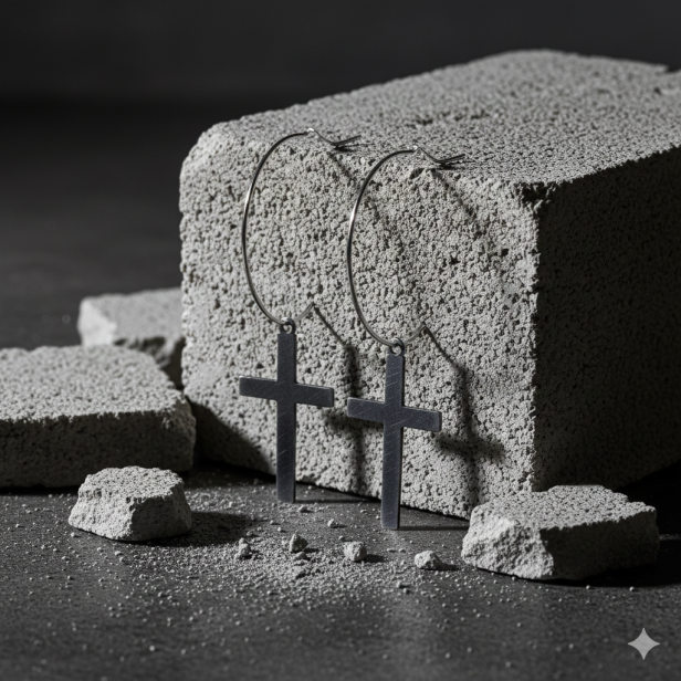 Kolczyki Krzyżyk wiszący – subtelny symbol wiary | Stainless Steel