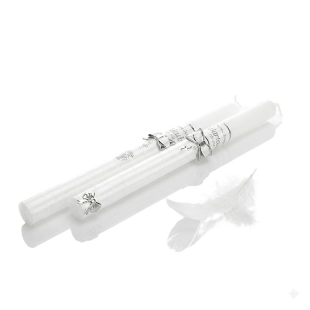 Świeca imienna ze SREBRNYM krzyżykiem AG925 | Linia AURORA® – Światło i Symbol Wiary