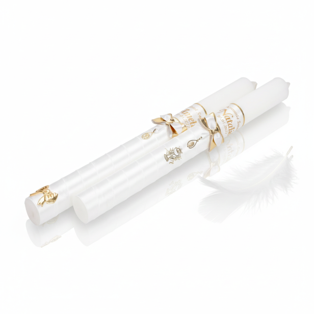 Świeca imienna z ZŁOTYM medalikiem pr. AG 585 | Linia AURORA® – Światło i Symbol Wiary