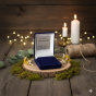 Ozdobne pudełko ETUI prezentowe NAVY BLUE z grawerem – eleganckie opakowanie na biżuterię lub różaniec