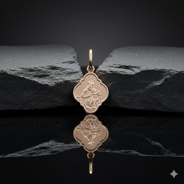 Złoty medalik Szkaplerzny Matka Boska z łańcuszkiem pr. 585 – personalizowana pamiątka wiary