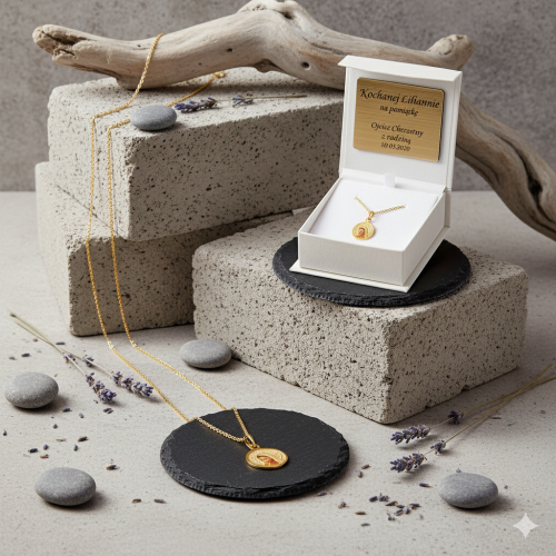 Złoty medalik Matka Boska ażurowy z łańcuszkiem pr. 585 – personalizowana pamiątka wiary