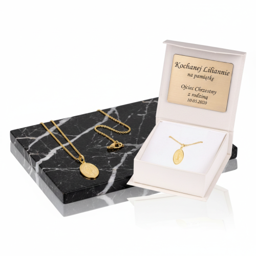 Złoty medalik Świętego Benedykta z łańcuszkiem pr. 585 – personalizowana pamiątka ochrony i wiary