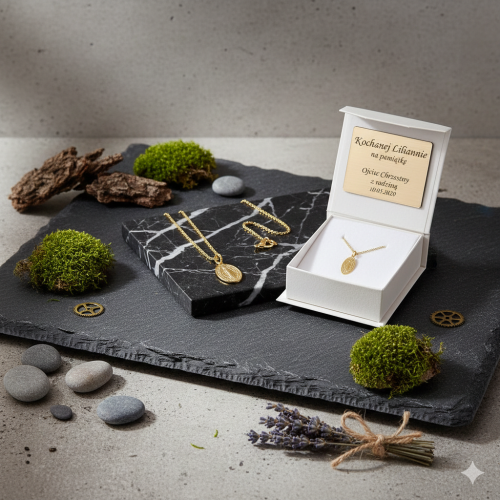 Złoty medalik Świętego Benedykta z łańcuszkiem pr. 585 – personalizowana pamiątka ochrony i wiary