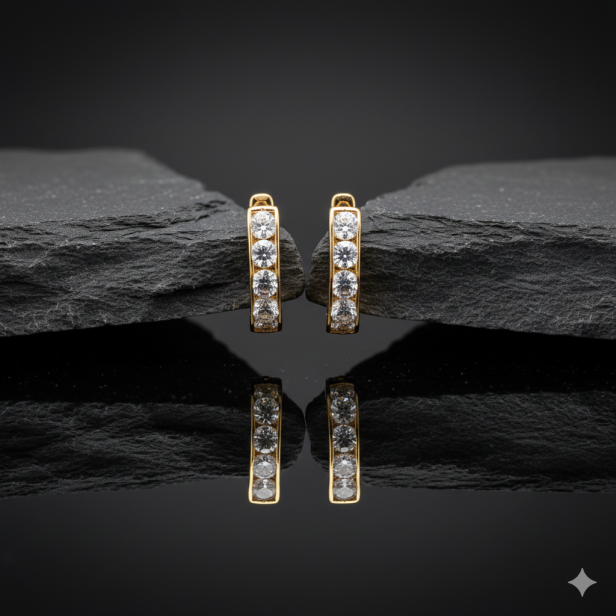 Złote kolczyki 585 z cyrkoniami – angielskie zapięcie, personalizowana pamiątka Chrztu