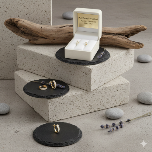 Złote kolczyki 585 z cyrkoniami – angielskie zapięcie, personalizowana pamiątka Chrztu