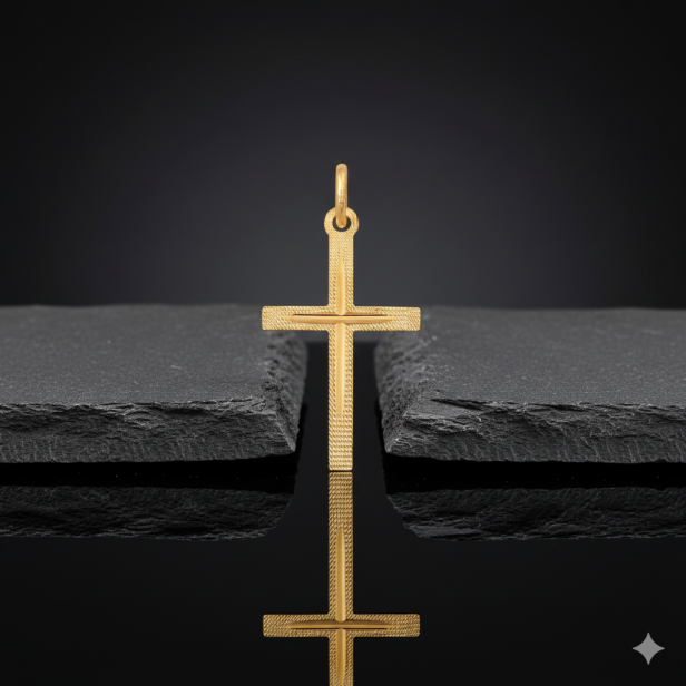 Złoty krzyżyk klasyczny fakturowany pr. 585 – pamiątka Chrztu i Komunii 0,90 g