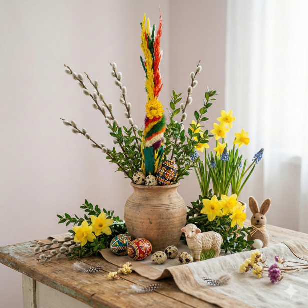 Palma Wielkanocna z naturalnego suszu – 35 cm | Łąki Lubelszczyzny