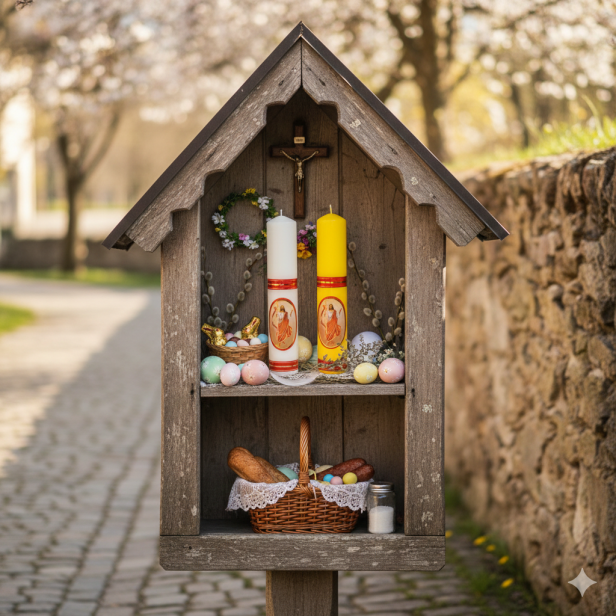 Świeca WIELKANOC Pan Jezu Zmartwychwstały – Ø 50 mm, wys. 21 cm