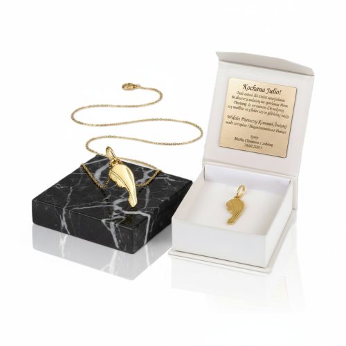 Złoty medalik Matka Boska 585 z łańcuszkiem – personalizowana pamiątka wiary