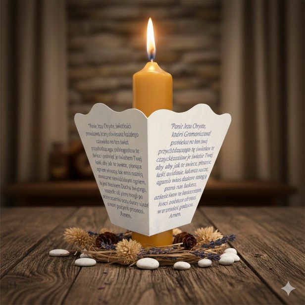 Okapnik papierowy Matka Boża Gromniczna – osłonka do świecy z modlitwą