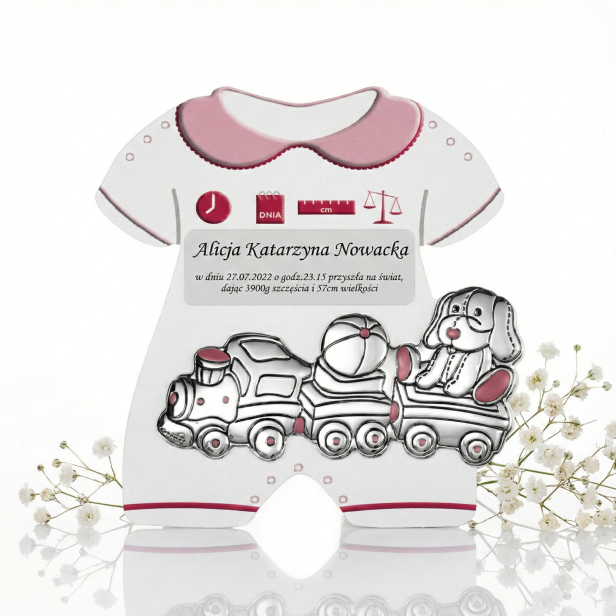 Panel METRYCZKA dla dziewczynki z grawerem i srebrnym obrazkiem AG999 | Linia BABY SILVER™