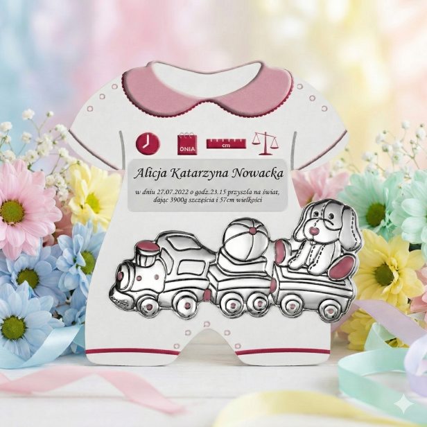 Panel METRYCZKA dla dziewczynki z grawerem i srebrnym obrazkiem AG999 | Linia BABY SILVER™