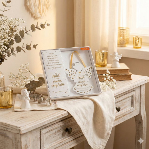 Zawieszka ANIOŁ „Zawsze przy Tobie” – pamiątka z przesłaniem