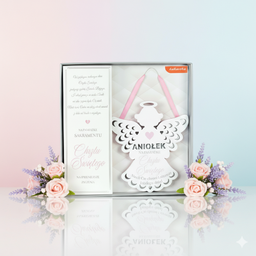 Zawieszka ANIOŁ STRÓŻ „Róż Łaski” – Pamiątka Chrztu Świętego z przesłaniem