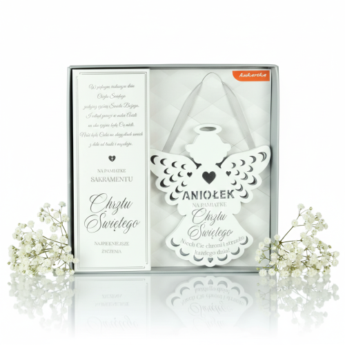 Zawieszka ANIOŁ STRÓŻ „Srebrna Ochrona” – Pamiątka Chrztu Świętego