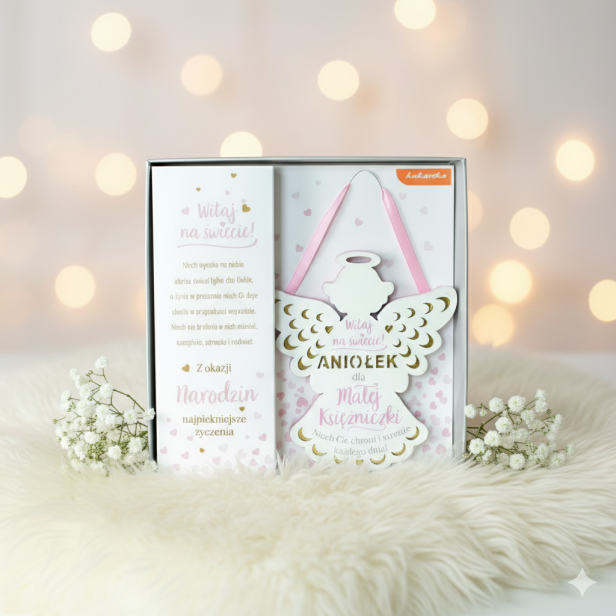 Zawieszka ANIOŁ „Narodziny Księżniczki” – Pamiątka narodzin dziewczynki