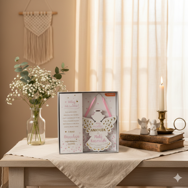 Zawieszka ANIOŁ „Narodziny Księżniczki” – Pamiątka narodzin dziewczynki