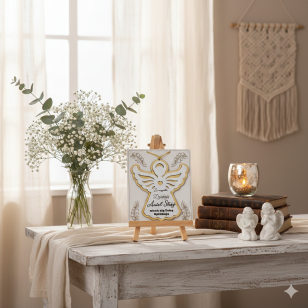 Zawieszka ANIOŁ „Za wszystko dziękuję – niech się Tobą opiekuje” – Upominek z przesłaniem