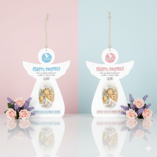 Zawieszka ANIOŁEK od Rodziców Chrzestnych – Pamiątka Chrztu Świętego