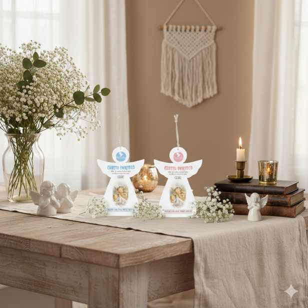 Zawieszka ANIOŁEK od Rodziców Chrzestnych – Pamiątka Chrztu Świętego