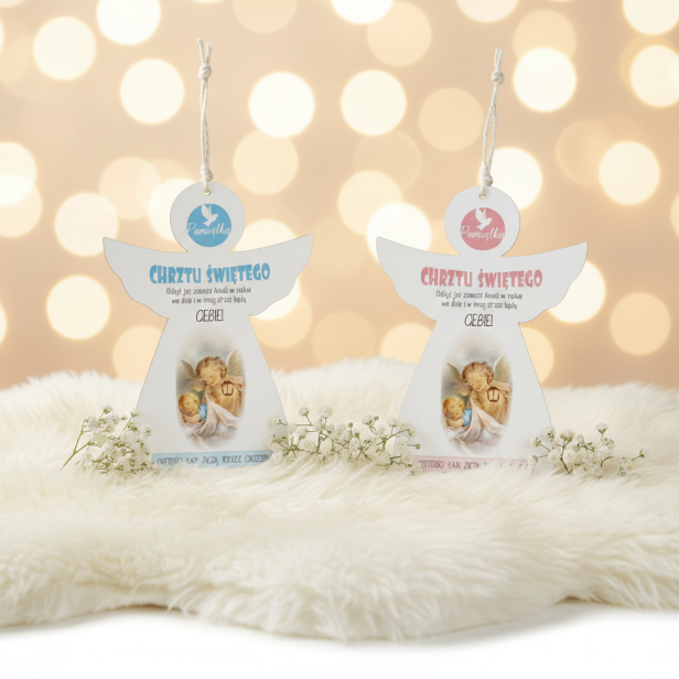 Zawieszka ANIOŁEK od Rodziców Chrzestnych – Pamiątka Chrztu Świętego