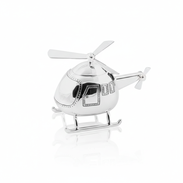Skarbonka HELIKOPTER posrebrzana – personalizowana | Linia BABY SILVER™