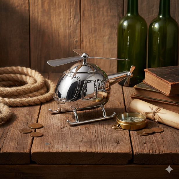 Skarbonka HELIKOPTER posrebrzana – personalizowana | Linia BABY SILVER™