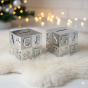 Skarbonka KOSTKA ABC posrebrzana z grawerem | Linia BABY SILVER™