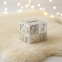 Skarbonka KOSTKA ABC posrebrzana z grawerem | Linia BABY SILVER™