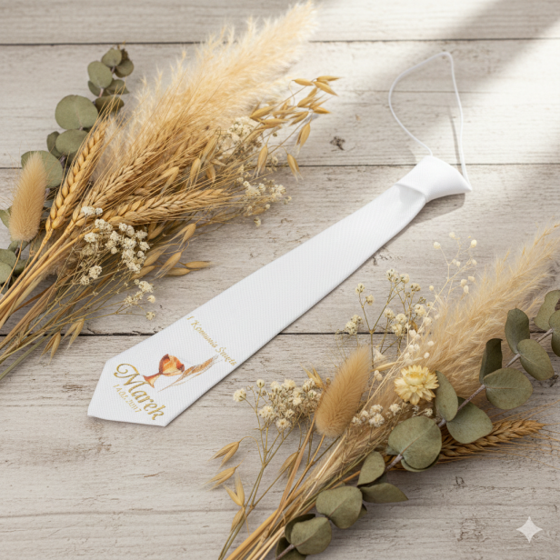 Krawat komunijny z imieniem i datą – personalizowana pamiątka I Komunii Świętej