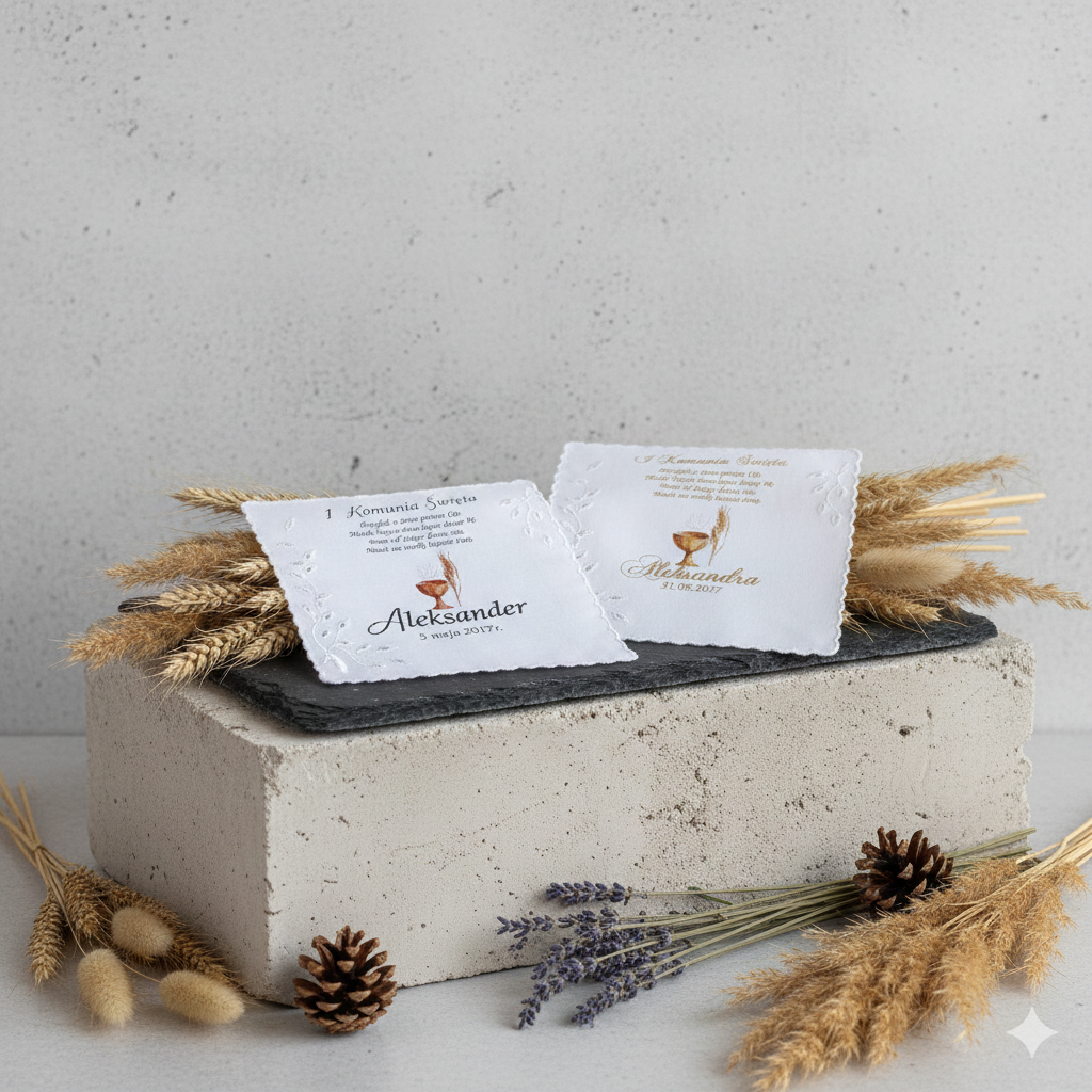 Ekologiczne serwetki komunijne – złote ornamenty, 20 szt.