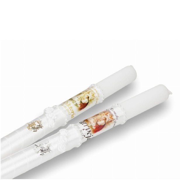 Świeca Komunijna IHS z Imieniem i Obrazkiem Jezusa – Dla Dziewczynki lub Chłopca