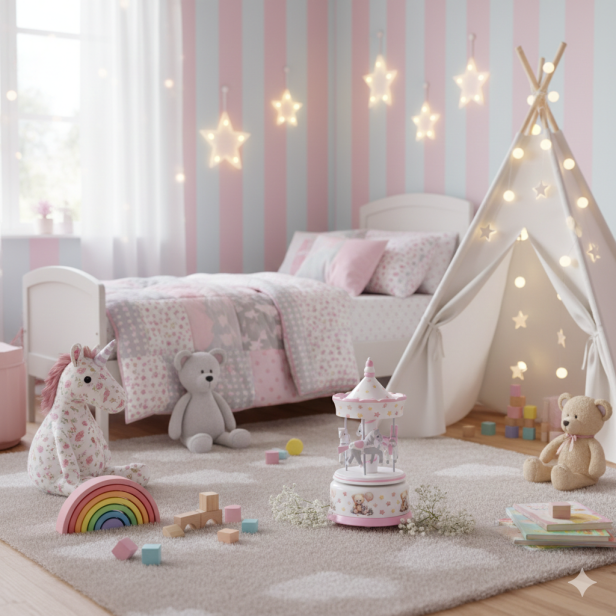 Karuzela z pozytywką Różowa – CLASSIC | Linia BABY WOOD™