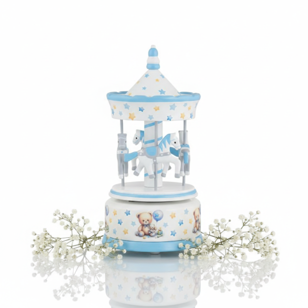 Karuzela z pozytywką Niebieska – CLASSIC | Linia BABY WOOD™